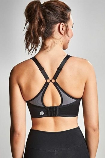 Royce Aerocool Sports Bra, Black-Grey, Clipped Back View