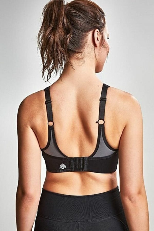 Royce Aerocool Sports Bra, Black-Grey, Regular Back View