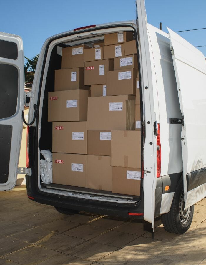 White van full of boxes