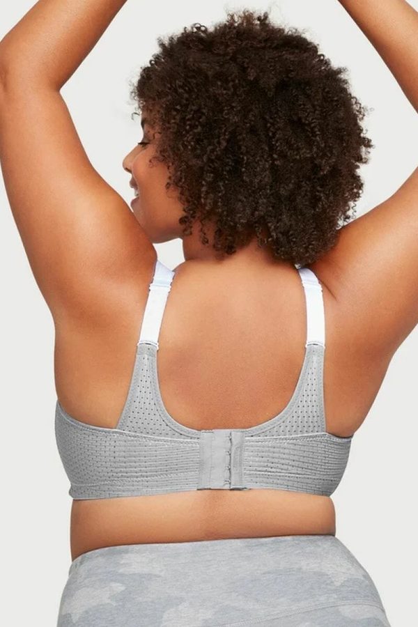 Glamorise Sport Custom Control Adjustable Sport Bra - White | Grey - Image 2