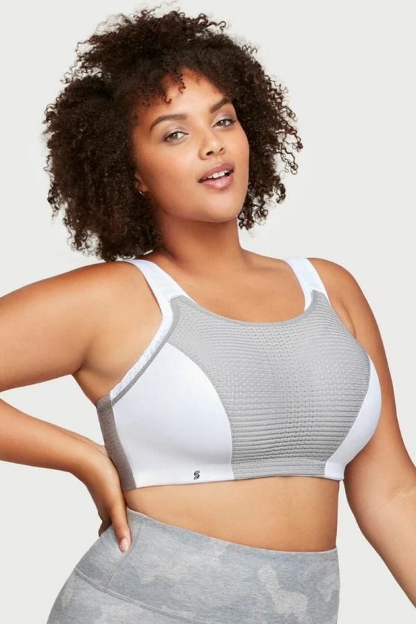 Glamorise Sport Custom Control Adjustable Sport Bra - White | Grey - Image 3