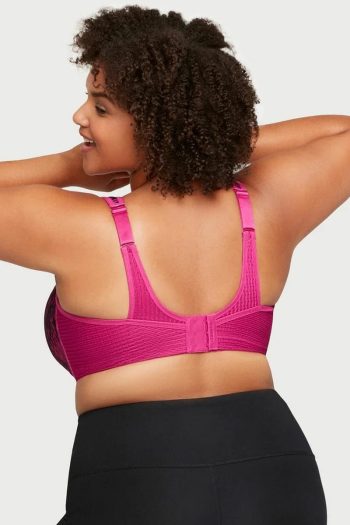 Glamorise Sport No-Bounce Camisole Elite Sports Bra, Fuchsia Pink, Back View