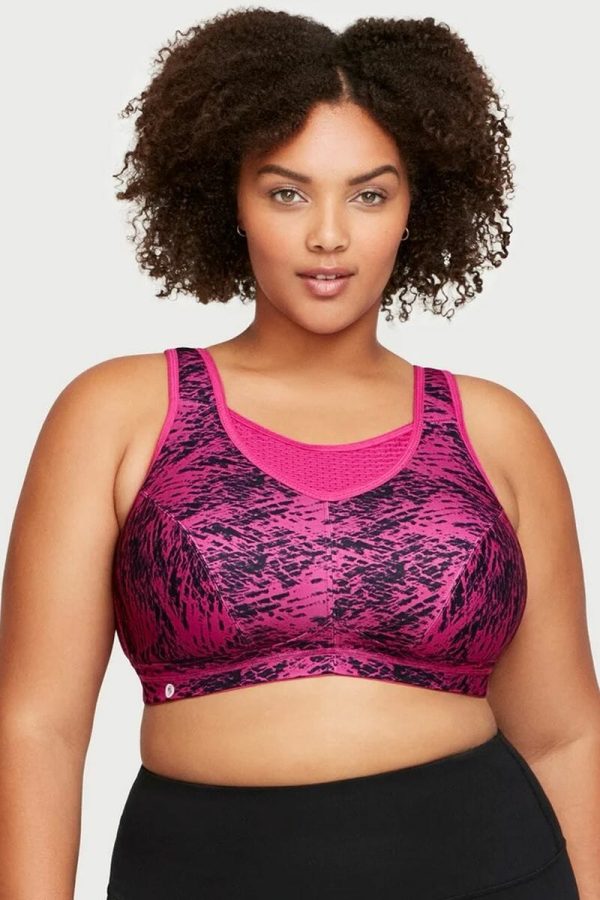 Glamorise Sport No-Bounce Camisole Elite Sports Bra, Fuchsia Pink, Front View