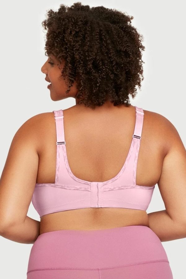 Glamorise Sport No-Bounce Camisole Sports Bra, Parfait Pink, Back View