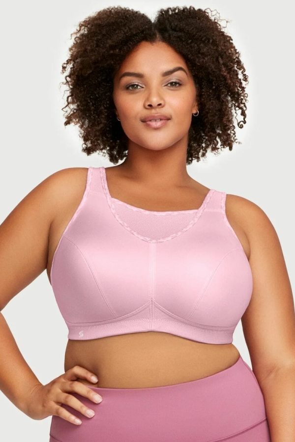 Glamorise Sport No-Bounce Camisole Sports Bra, Parfait Pink, Front View
