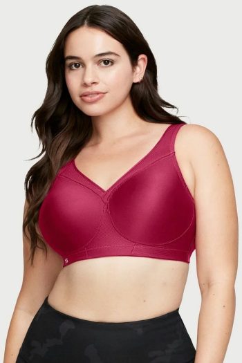 Glamorise Sport Magic Lift Seamless Sports Bra, Ruby Red, Front