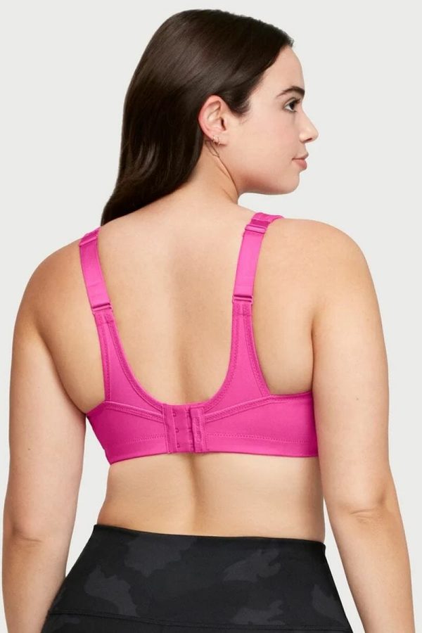Glamorise Sport No-Bounce Camisole Sports Bra, Rose Violet, Back View