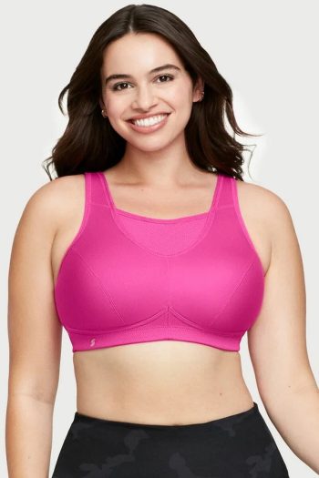 Glamorise Sport No-Bounce Camisole Sports Bra, Rose Violet, Front View