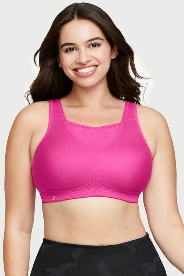 Glamorise Sport No-Bounce Camisole Sports Bra, Rose Violet, Front View