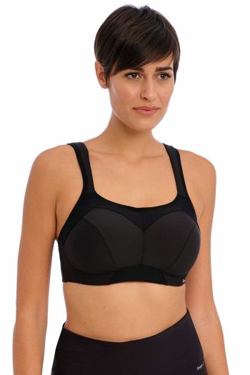 Freya Active High-Octane Underwired Sports Bra, Black, Front View