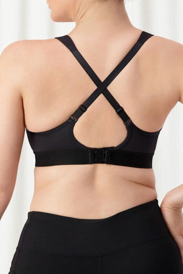 Triumph Triaction Ultra Wirefree Sports Bra, Black, Crossed Back View
