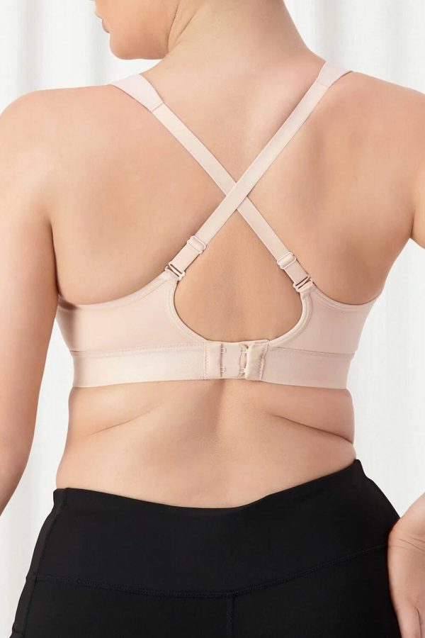 Triumph Triaction Ultra Wirefree Sports Bra, Fig Pink, Crossed Back View