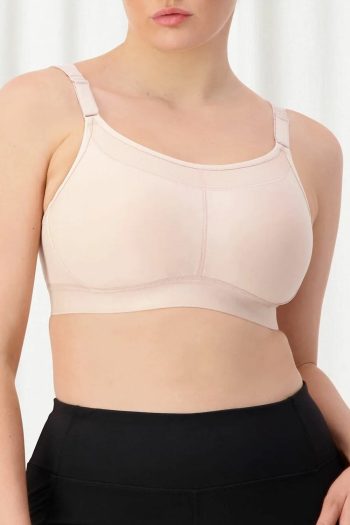 Triumph Triaction Ultra Wirefree Sports Bra, Fig Pink, Front View