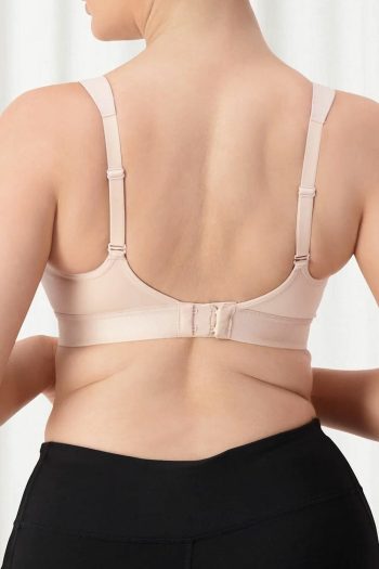 Triumph Triaction Ultra Wirefree Sports Bra, Fig Pink, Regular Back View