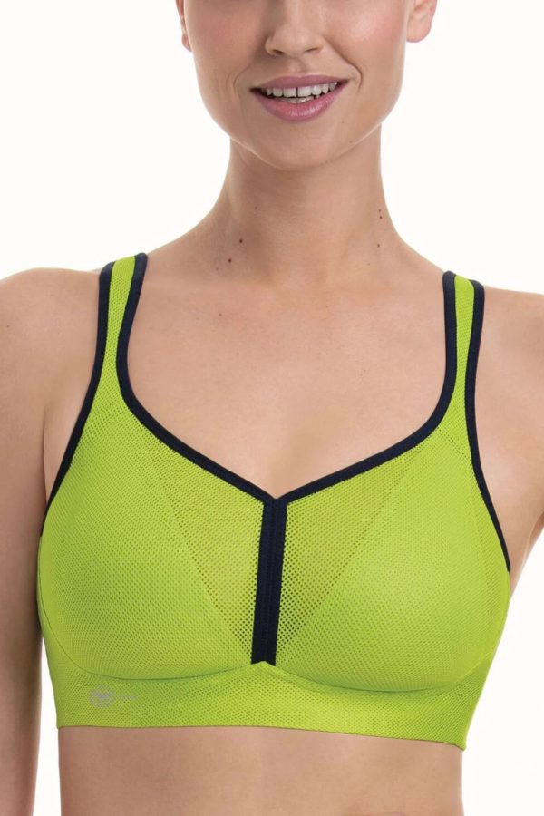 Anita Active Air Control Delta Pad Sports Bra, Apple Green, Front View