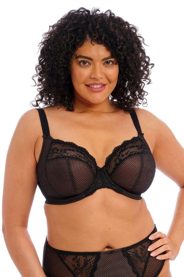 Elomi Charley Stretch Plunge Bra, Black, Front View