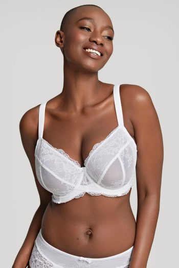 Panache Ana Plunge Bra, White, Front View