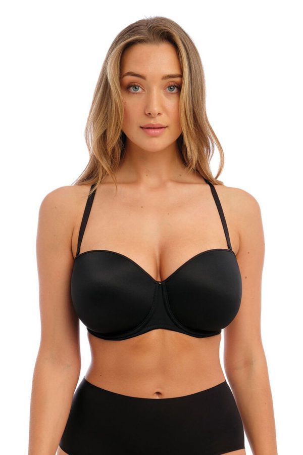 Fantasie Aura UW Moulded Strapless Bra, Black, Straped Front View