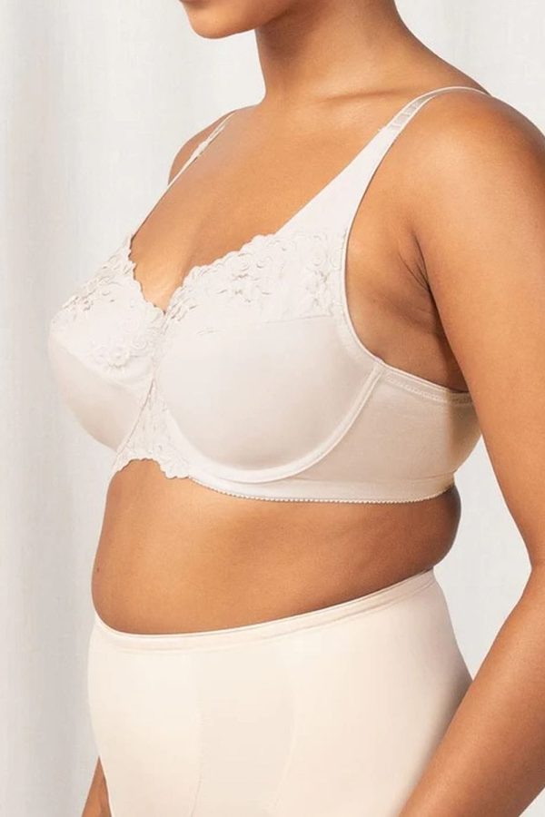 Triumph Embroidered Minimiser Bra, Fawn, Side