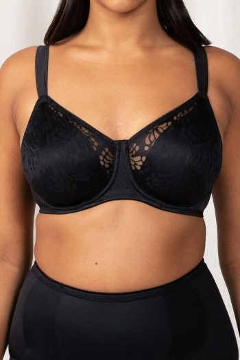 Triumph Lacy Minimiser Bra, Black, Front View