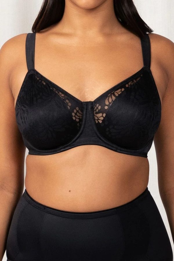 Triumph Lacy Minimiser Bra, Black, Front View