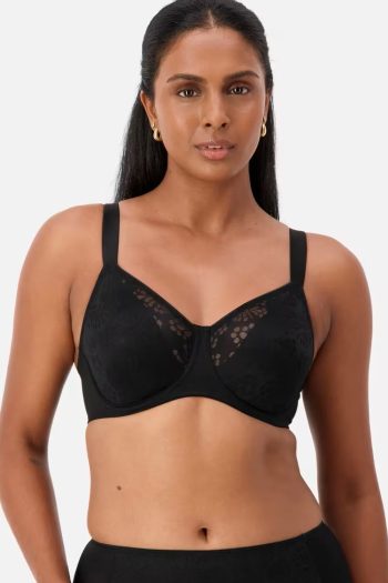 Triumph Lacy Minimiser Bra, Black, Front View