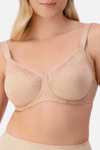 Triumph Lacy Minimiser Bra, New Beige, Front View