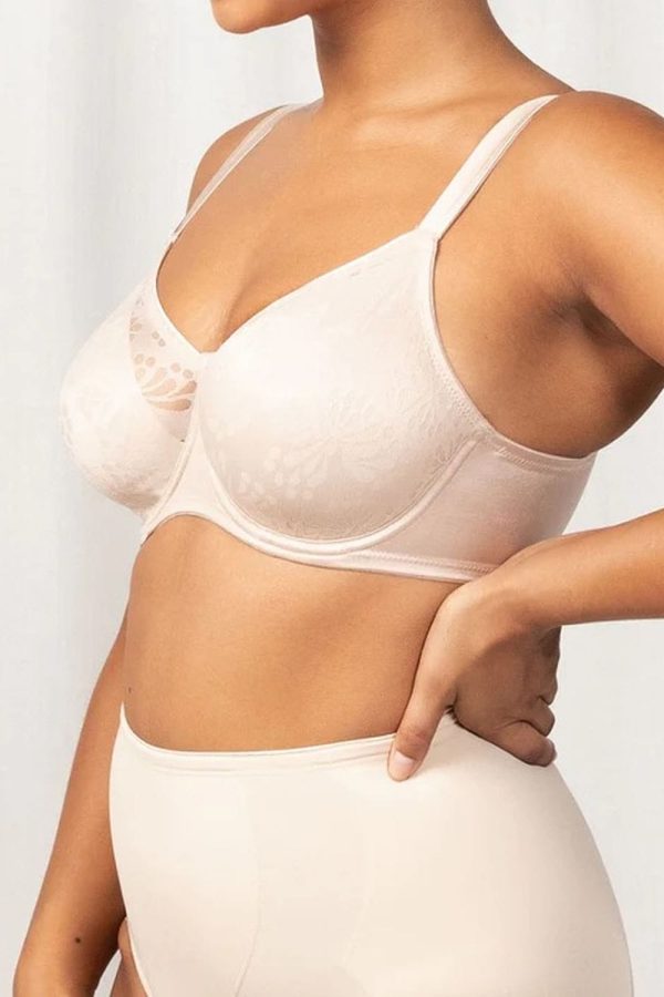 Triumph Lacy Minimiser Bra, New Beige, Side View