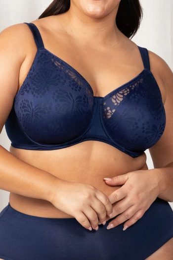 Triumph Lacy Minimiser Bra, True Navy, Front View