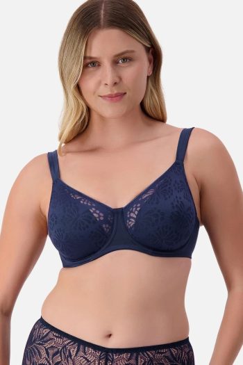 Triumph Lacy Minimiser Bra, True Navy, Front View