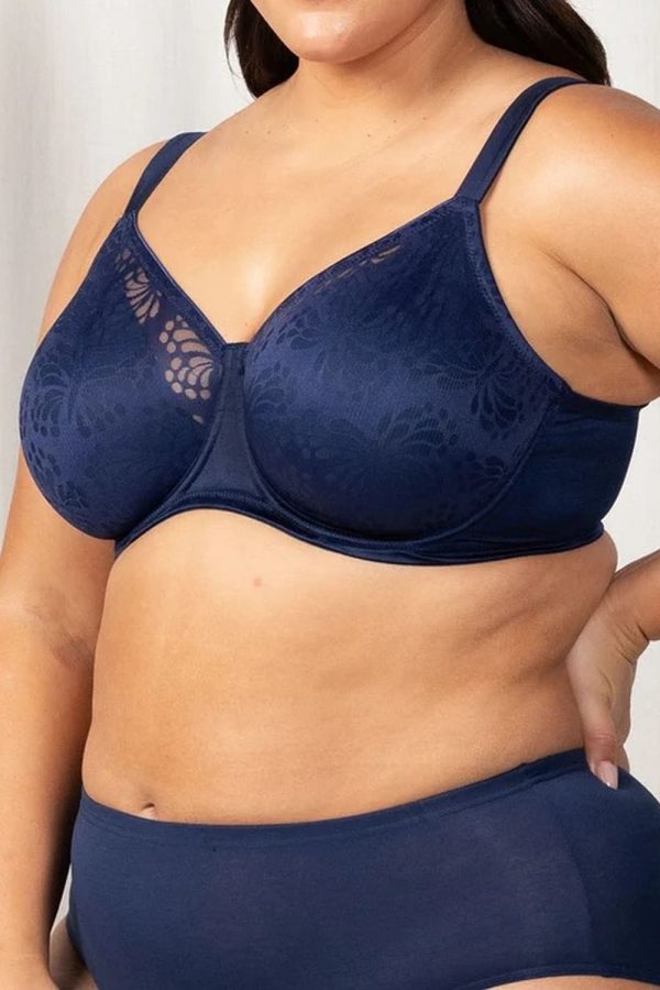 Triumph Lacy Minimiser Bra, True Navy, Side View