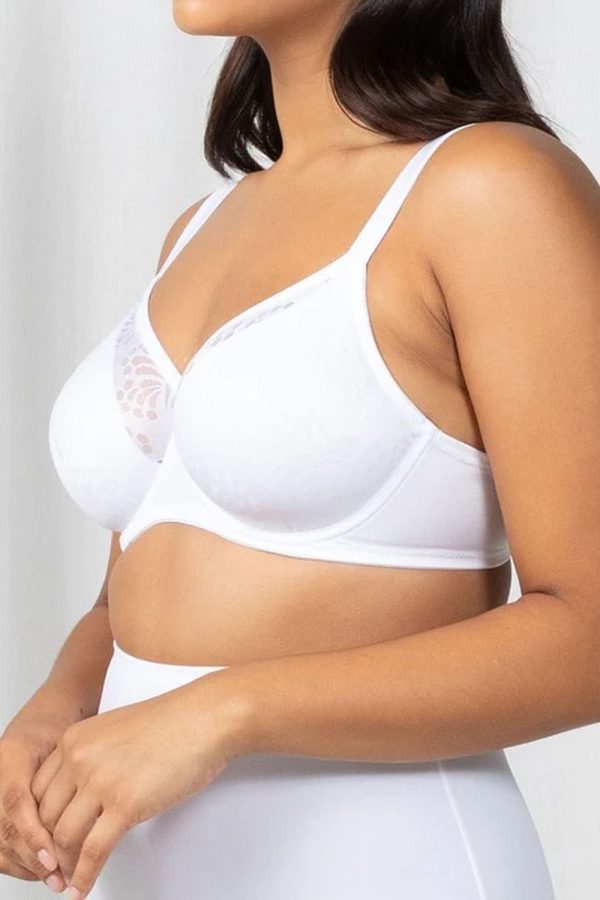Triumph Lacy Minimiser Bra, White, Side View