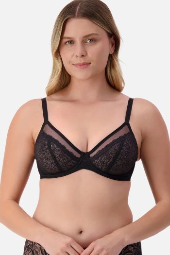 Triumph Sheer Minimiser Bra, Black, Front View