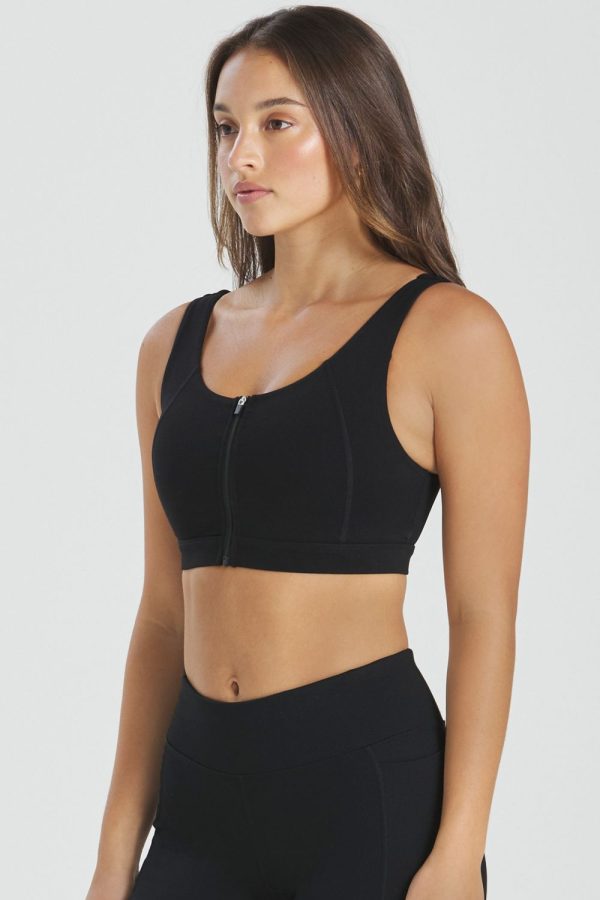 Abi and Joseph Harper Zip Front Crop, Black, Side View