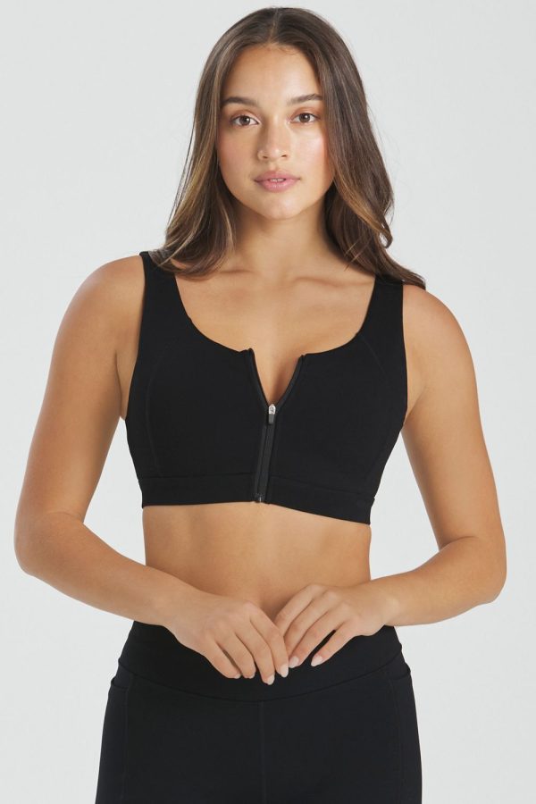 Abi and Joseph Harper Zip Front Crop, Black, Unzipped View