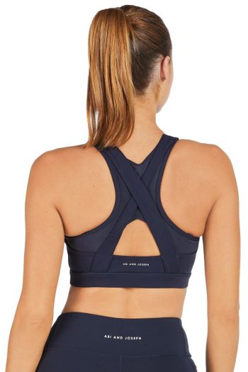 Abi and Joseph Leo Hi-Tech Sports Bra, Deep Navy, Back