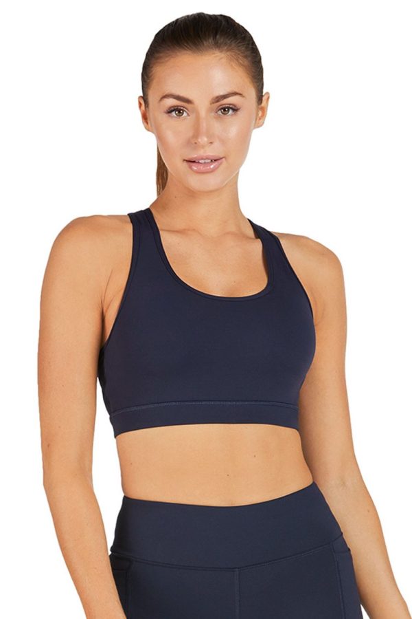 Abi and Joseph Leo Hi-Tech Sports Bra, Deep Navy, Front