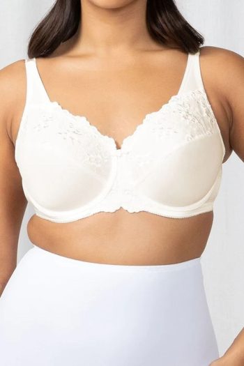 Triumph Embroidered Minimiser Bra, Vanille, Front View