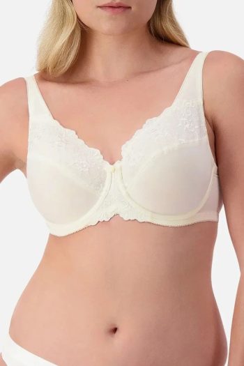 Triumph Embroidered Minimiser Bra, Vanille, Front View