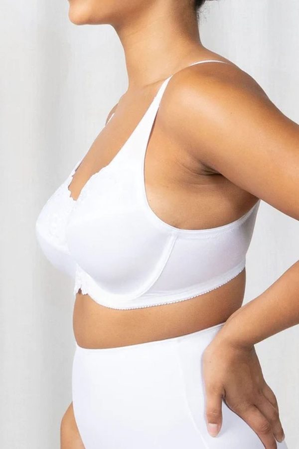 Triumph Embroidered Minimiser Bra, White, Side View