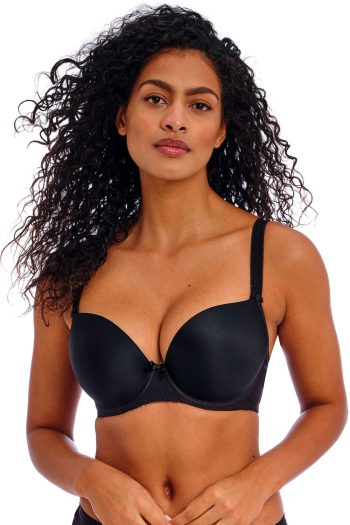 Freya Deco Moulded Plunge T-Shirt Bra, Black, Front View