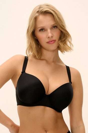 Freya Deco Moulded Plunge T-Shirt Bra, Black, Front View