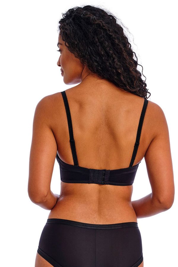 Freya Deco Moulded Strapless Bra, Black, Regular Back View