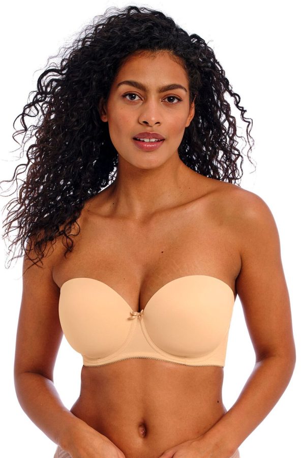 Freya Deco Moulded Strapless Bra, Nude, Strapless Front View