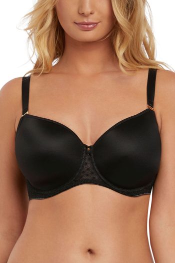 Freya Starlight Moulded Balcony T-Shirt Bra, Black, Front View