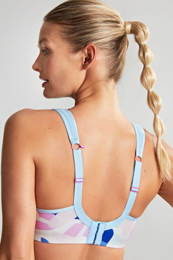 Panache Underwired Sports Bra, Abstract Pink, Regular Back View