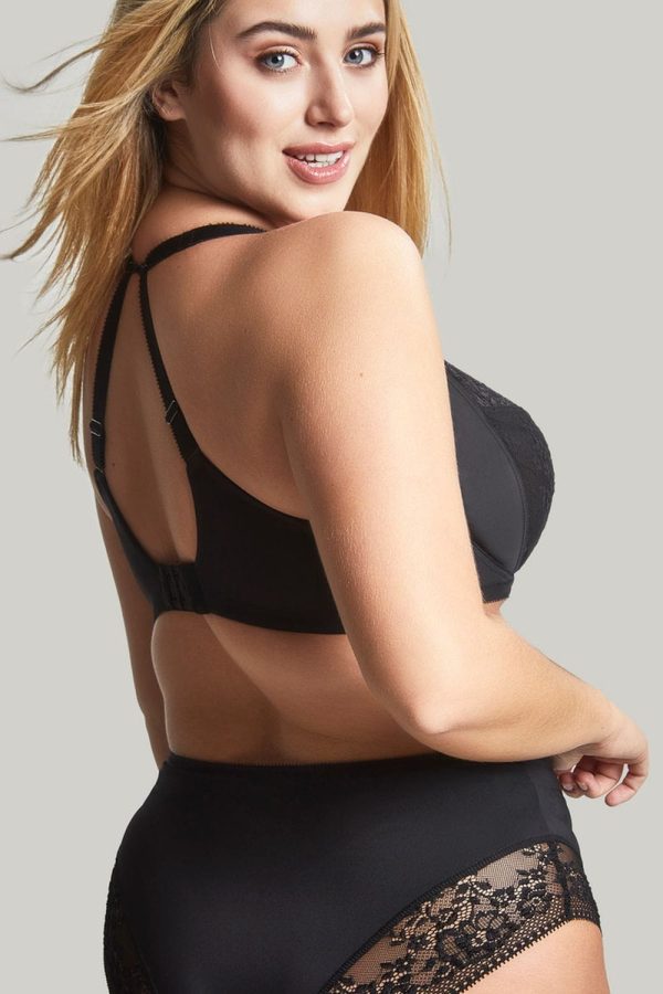 Sculptresse Roxy Plunge Bra, Black, Clipped Back View