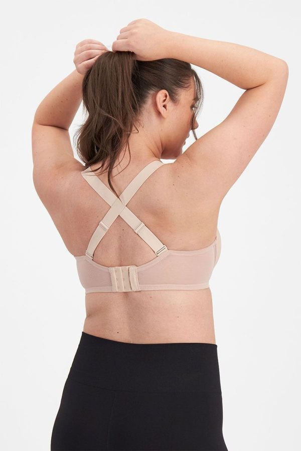 Berlei Shift Non-Padded Sports Bra, Dusted Rose, Crossed Back View