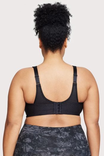 Glamorise Sport Custom Control Adjustable Sports Bra, Black, Back View