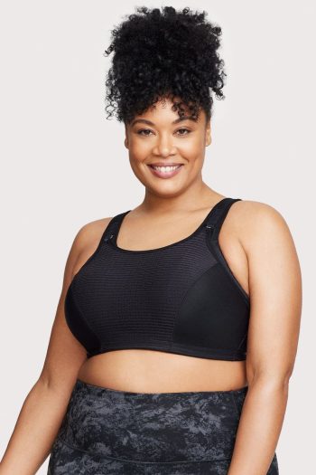 Glamorise Sport Custom Control Adjustable Sports Bra, Black, Front View